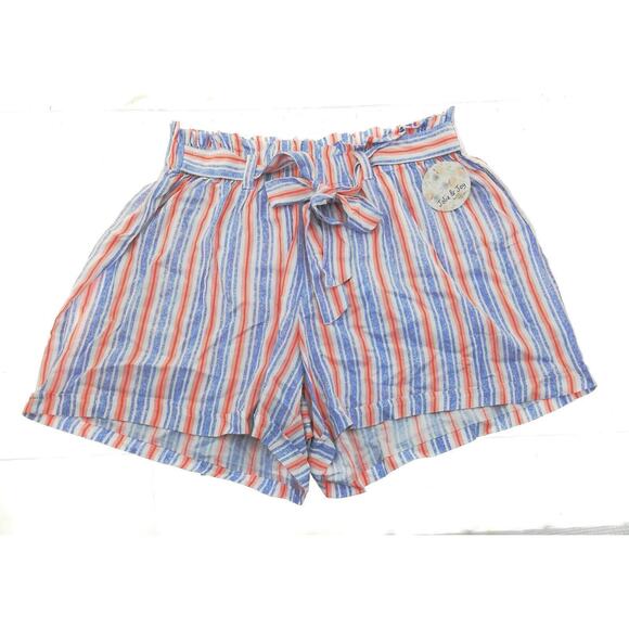 Jolie & Joy Pants - Jolie & Joy MultiColored Striped Tie Belt Shorts - Women's Plus Size 1X - Chic